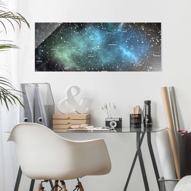 Obrazy na szkle panorama Obrazy gwiazd Mapa mgławic galaktyk
