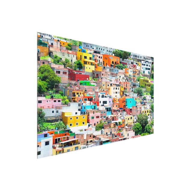 Obrazy na szkle architektura i horyzont Kolorowy dom z przodu Guanajuato