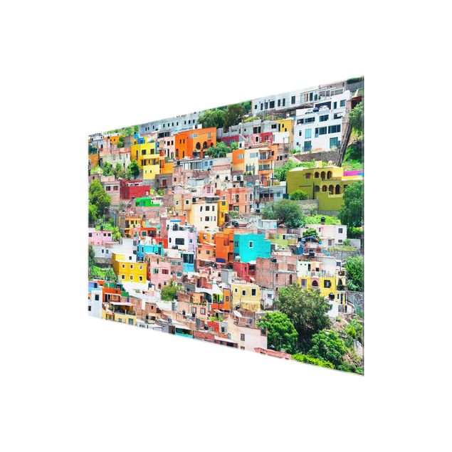 Obrazy na szkle poziomy Kolorowy dom z przodu Guanajuato