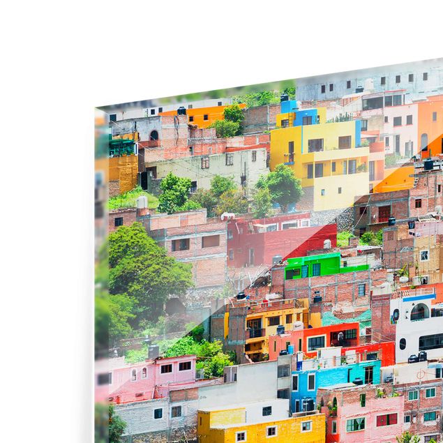 Obrazy na szkle artyści Kolorowy dom z przodu Guanajuato