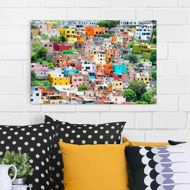 Kolorowe obrazy Kolorowy dom z przodu Guanajuato