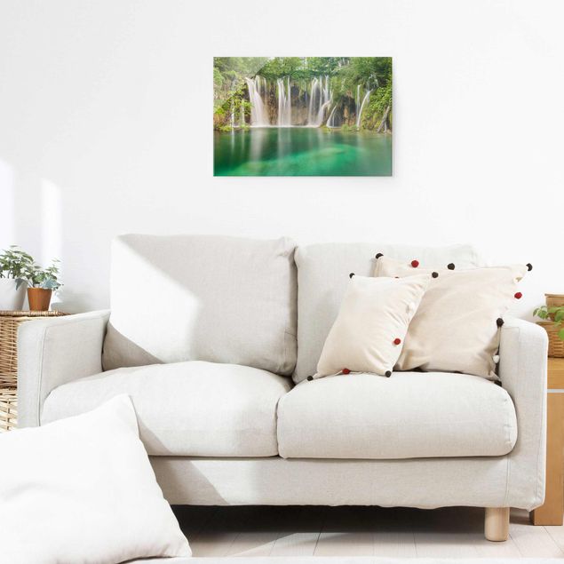 Obrazy na szkle krajobraz Wodospad Plitwickie Jeziora