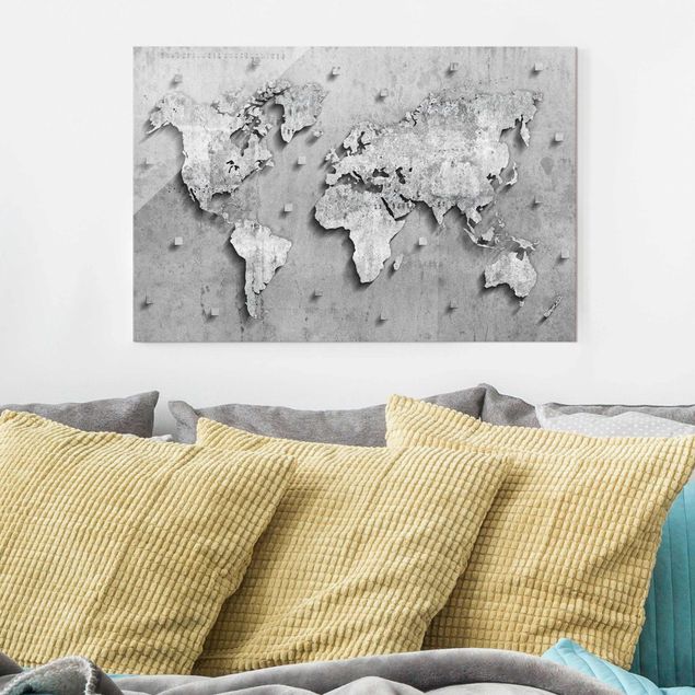 Obrazy na szkle architektura i horyzont Mapa świata z betonu