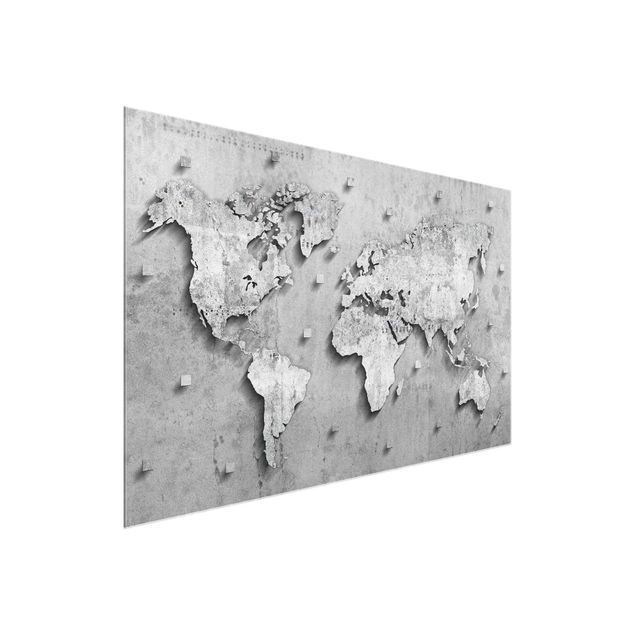 Obrazy na szkle mapy Mapa świata z betonu