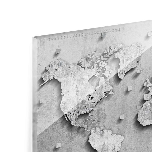 Obraz mapa świata Mapa świata z betonu