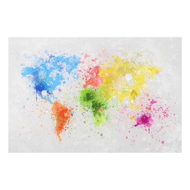 Nowoczesne obrazy do salonu Mapa świata z kolorowym rozbryzgiem