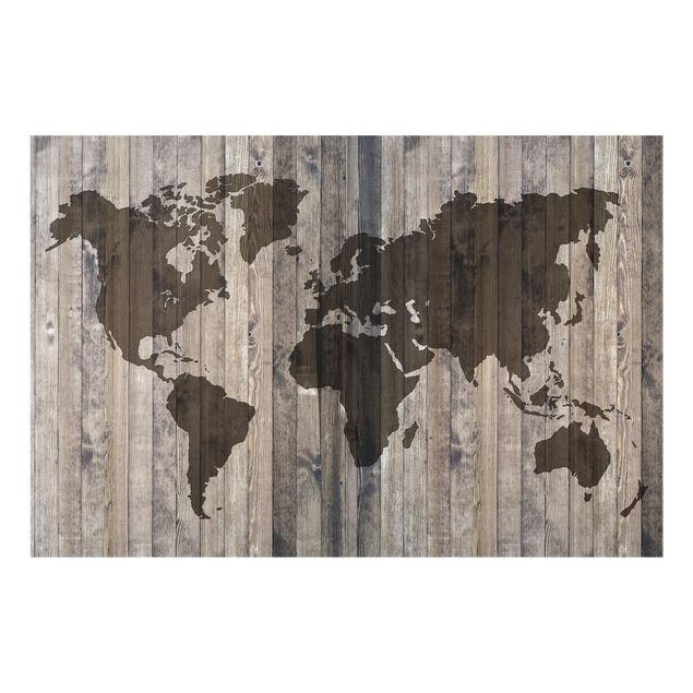 Obrazy do salonu Mapa świata z drewna