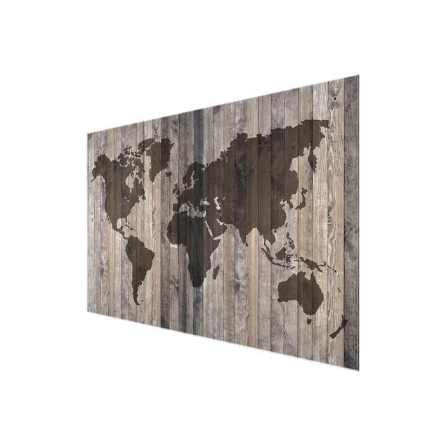 Obrazy nowoczesne Mapa świata z drewna
