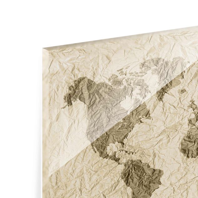 Obraz mapa świata Papierowa mapa świata beżowo-brązowa