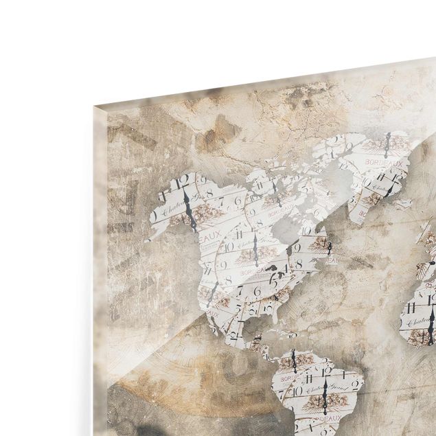 Obrazy retro Zegary shabby Mapa świata