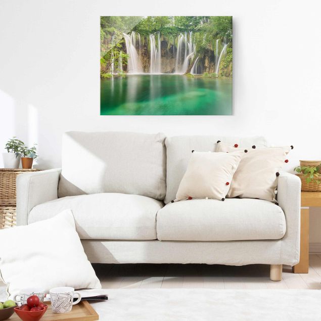 Obrazy na szkle krajobraz Wodospad Plitwickie Jeziora