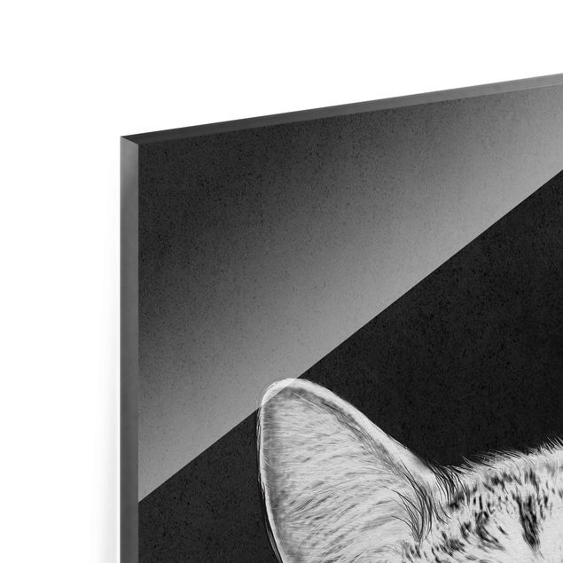 Obrazy na szkle artyści Ilustracja kot czarno-biały rysunek