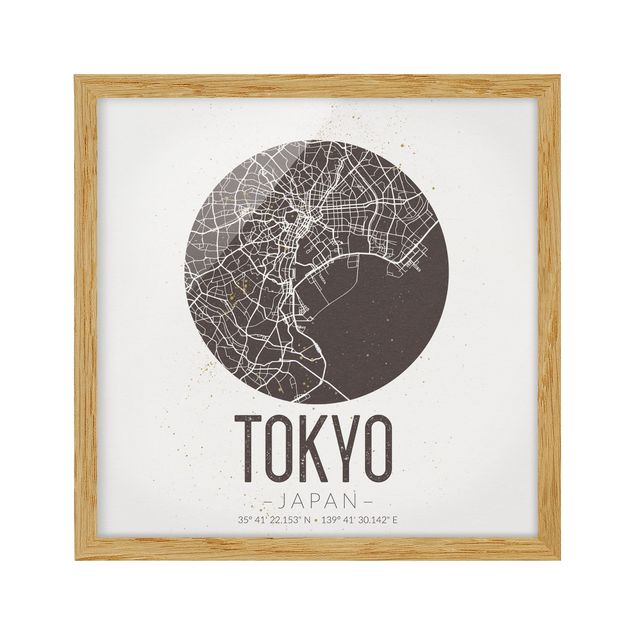Obrazy Tokio Mapa miasta Tokio - Retro