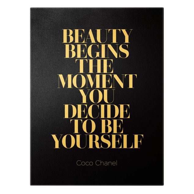 Złoty obraz na płótnie - Be yourself Coco Chanel Black