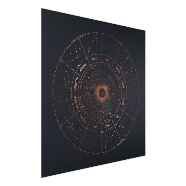 Obrazy do salonu nowoczesne Astrologia 12 znaków zodiaku Niebieskie złoto