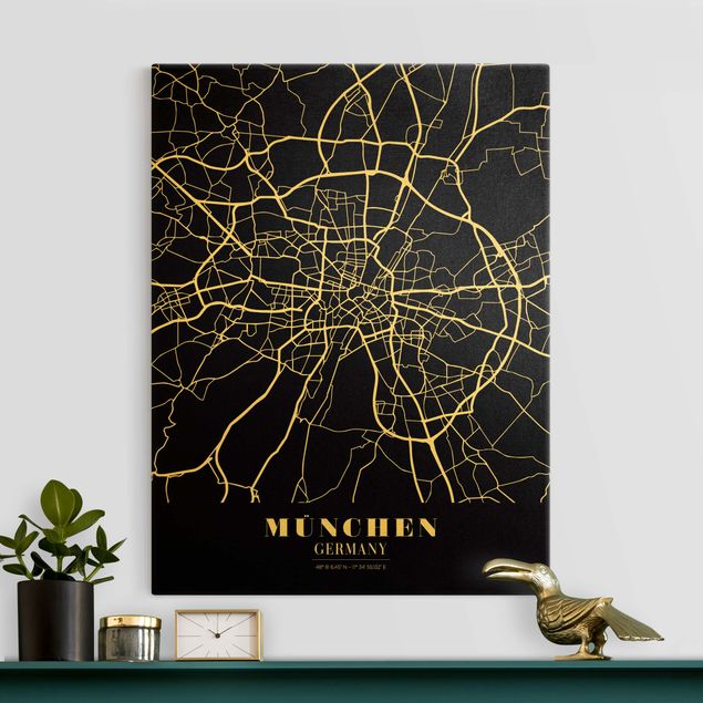Dekoracja do kuchni Mapa miasta Monachium - Klasyczna czerń