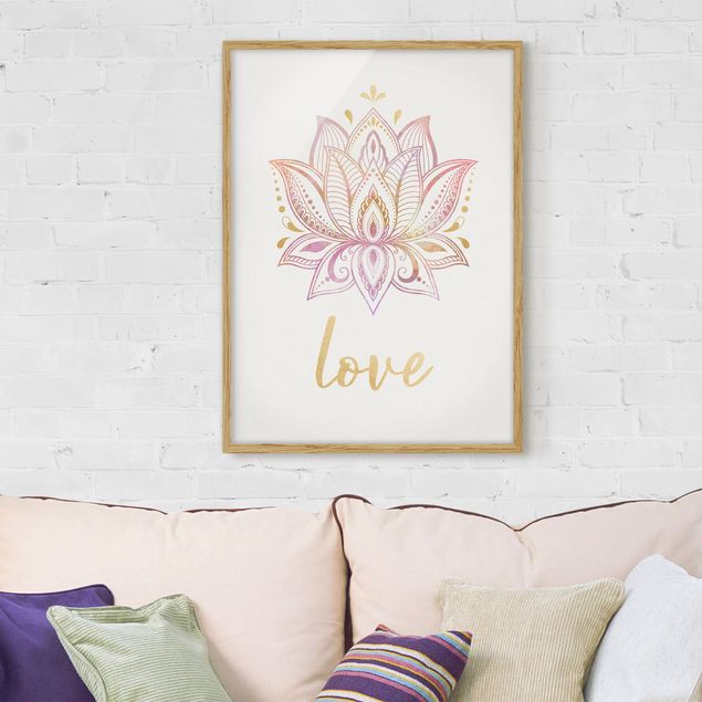 Dekoracja do kuchni Lotus Ilustracja Miłość złoty różowy