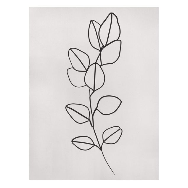 Czarno białe obrazki Line Art Gałązka liści czarno-biały