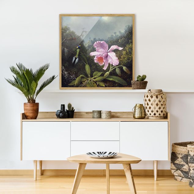 Dekoracja do kuchni Martin Johnson Heade - Martwa natura z orchideą i dwoma kolibrami