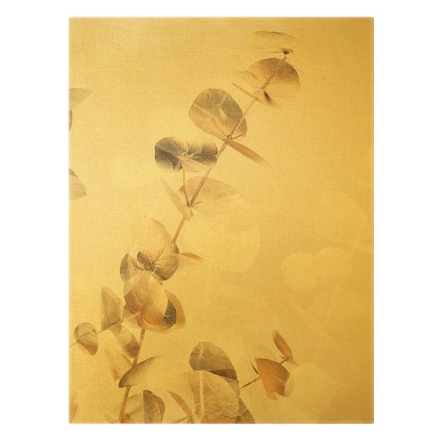 Obrazy Złote gałązki eukaliptusa z białą I
