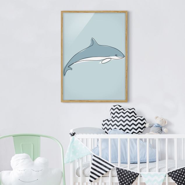 Obrazy w ramie dla dzieci Dolphin Line Art