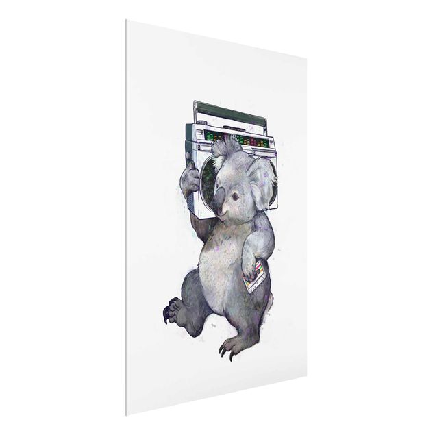 Obrazy na szkle artyści Ilustracja Koala z radiem Malowanie