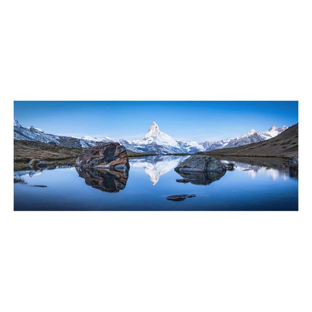 Obrazy na szkle góra Jezioro Stelli przed Matterhornem