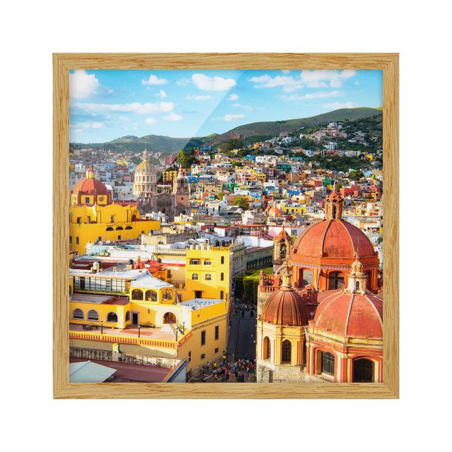 Obrazy w ramie do łazienki Kolorowe domy Guanajuato