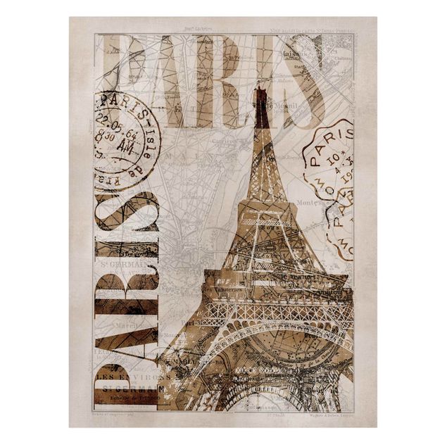 Retro obrazy Kolaż w stylu shabby chic - Paryż