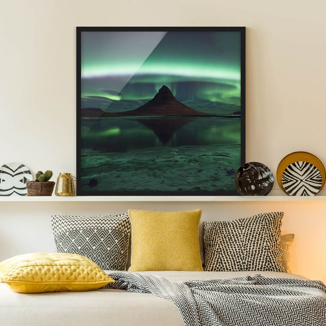 Obrazy w ramie krajobraz Światło polarne na Islandii