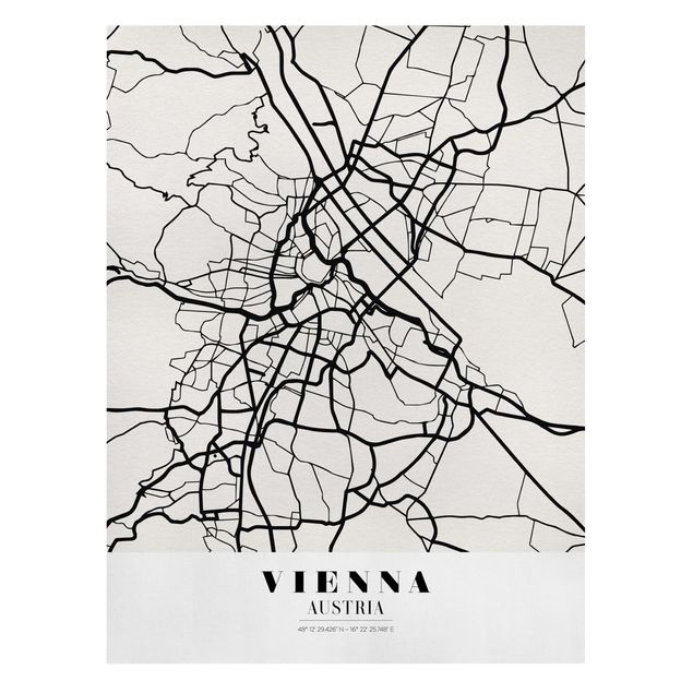 Czarno białe obrazki City Map Vienna - Klasyczna
