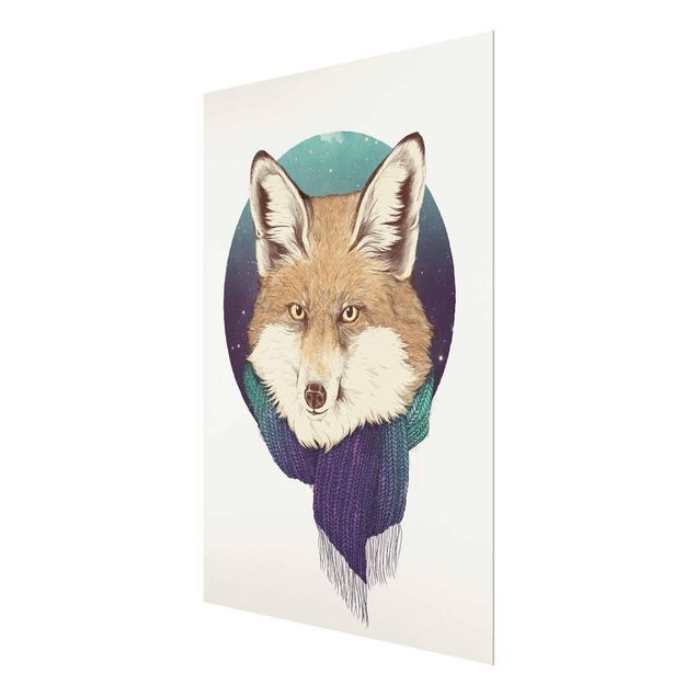 Nowoczesne obrazy Ilustracja Fox Moon Purpurowy turkusowy