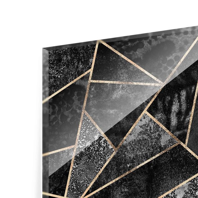 Obrazy nowoczesne Szare trójkąty złote
