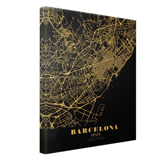 Obrazy na ścianę Mapa miasta Barcelona - Klasyczna czerń