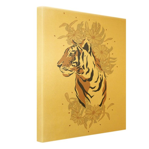 Złoty obraz na płótnie - Zwierzęta safari - portret tygrysa