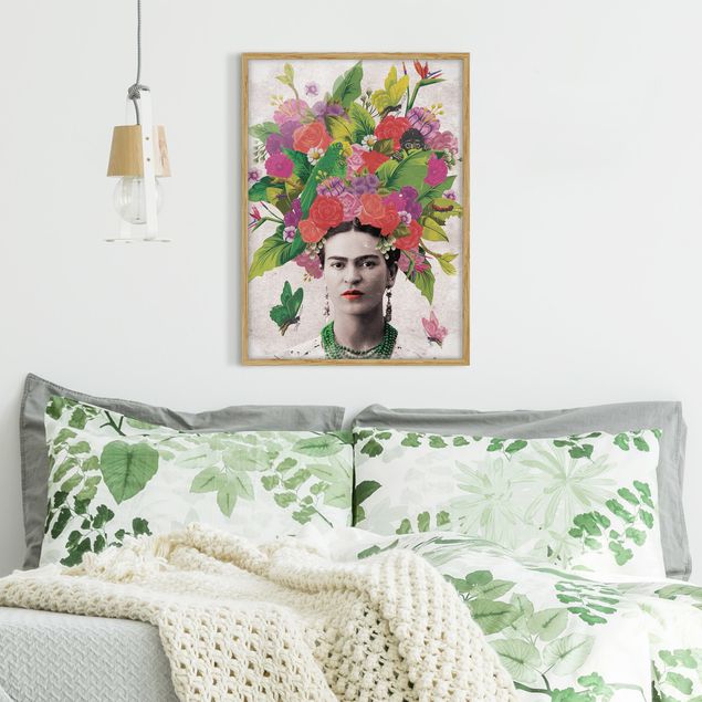Obrazy w ramie do korytarzu Frida Kahlo - Portret z kwiatami