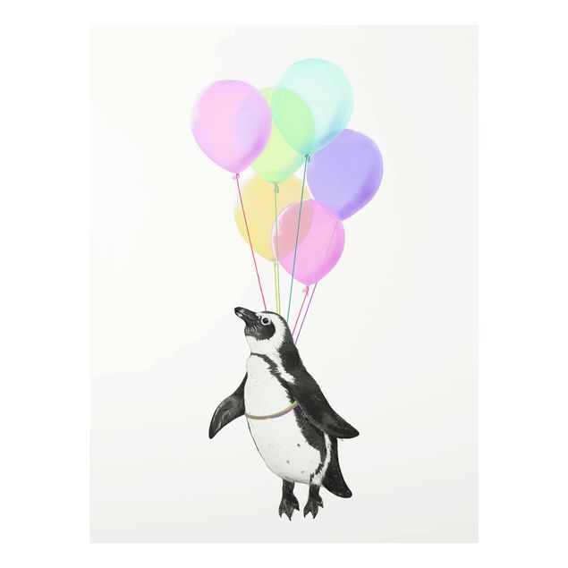 Obrazy do salonu nowoczesne Ilustracja pastelowych balonów w kształcie pingwina