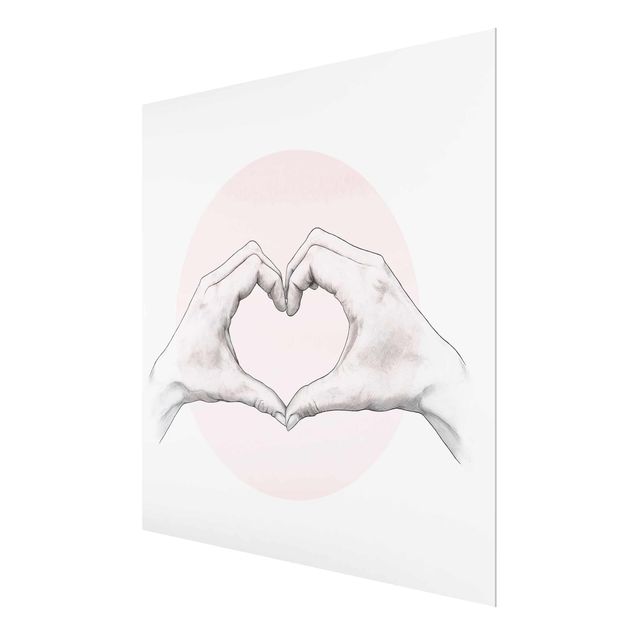 Obrazy portret Ilustracja Serce Dłonie Koło Różowy Biały