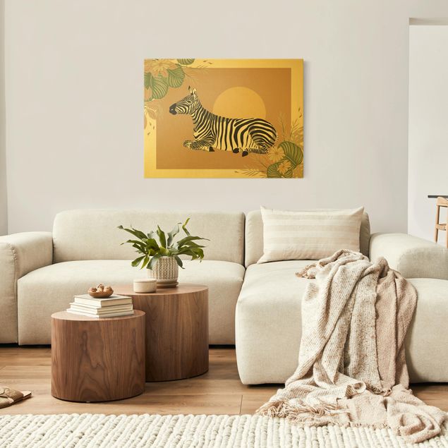 Nowoczesne obrazy Zwierzęta safari - Zebra o zachodzie słońca