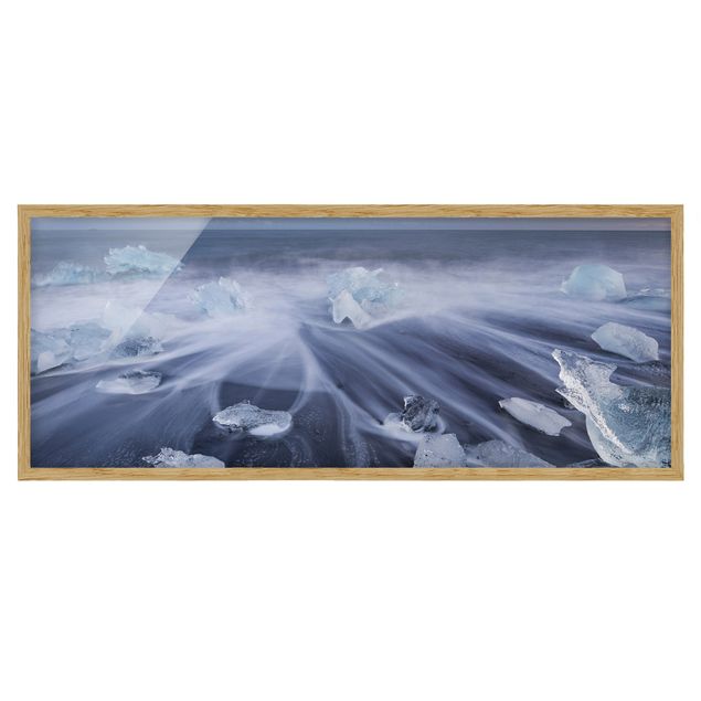 Obrazy w ramie do łazienki Drobiny lodu na plaży we wschodniej Islandii