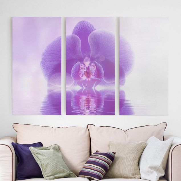 Obrazy do salonu nowoczesne Purpurowy storczyk na wodzie
