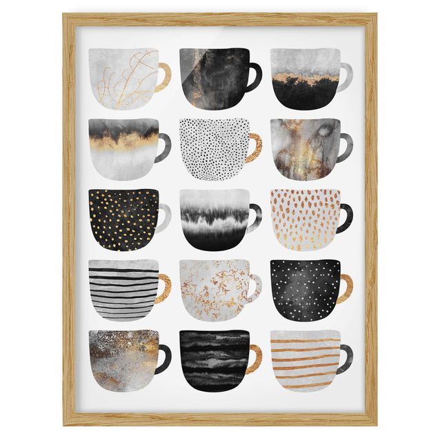 Obrazy w ramie do kuchni Złotoen Cups czarno-biały
