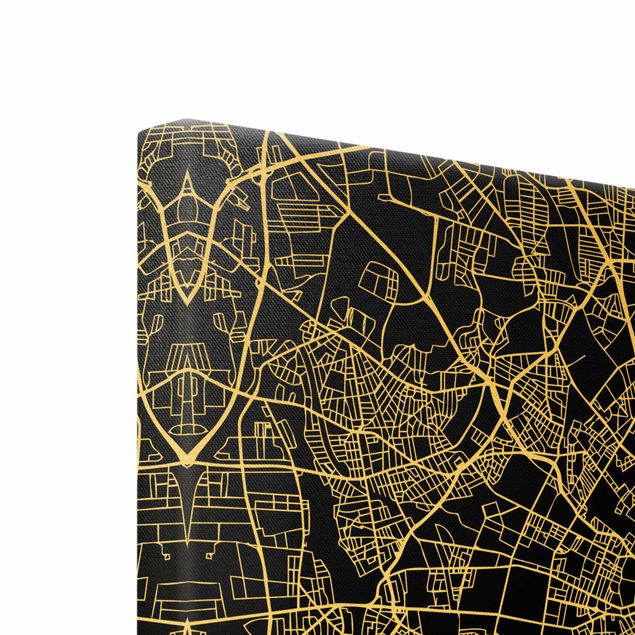 Złoty obraz na płótnie - Mapa miasta Kopenhaga - Klasyczna czerń