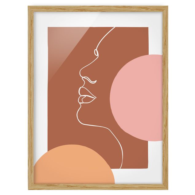Obrazy w ramie do łazienki Line Art Portret kobiety brązowy