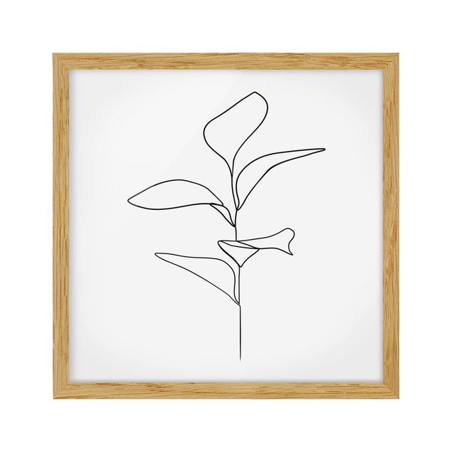 Obrazy w ramie do łazienki Line Art Liście roślin Czarne Białe