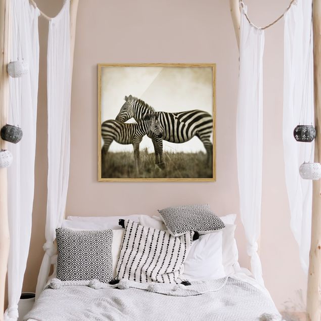 Obrazy w ramie do łazienki Para zebr