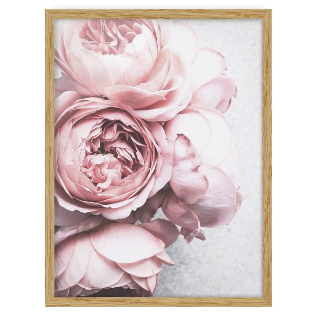 Obrazy w ramie do kuchni Kwiaty różowej piwonii Shabby Pastel
