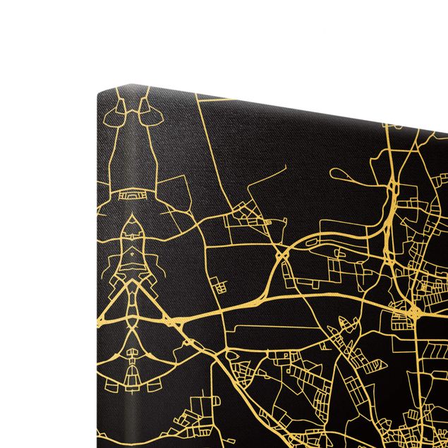 Obrazy drukowane na płótnie Mapa miasta Hanower - Klasyczna czerń