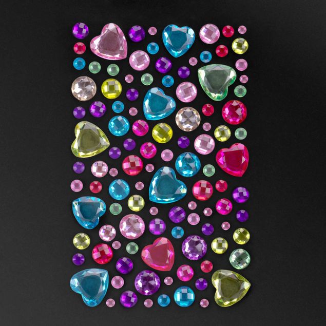 Akcesoria - 100 X Rhinestones Set - Heart Crystal Colored
