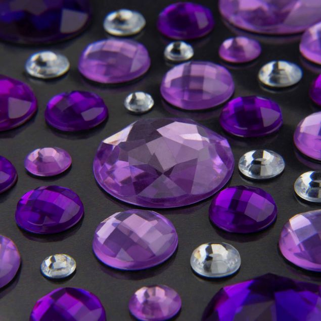 Akcesoria - 100 X Rhinestones Set - Crystal Silver Purple